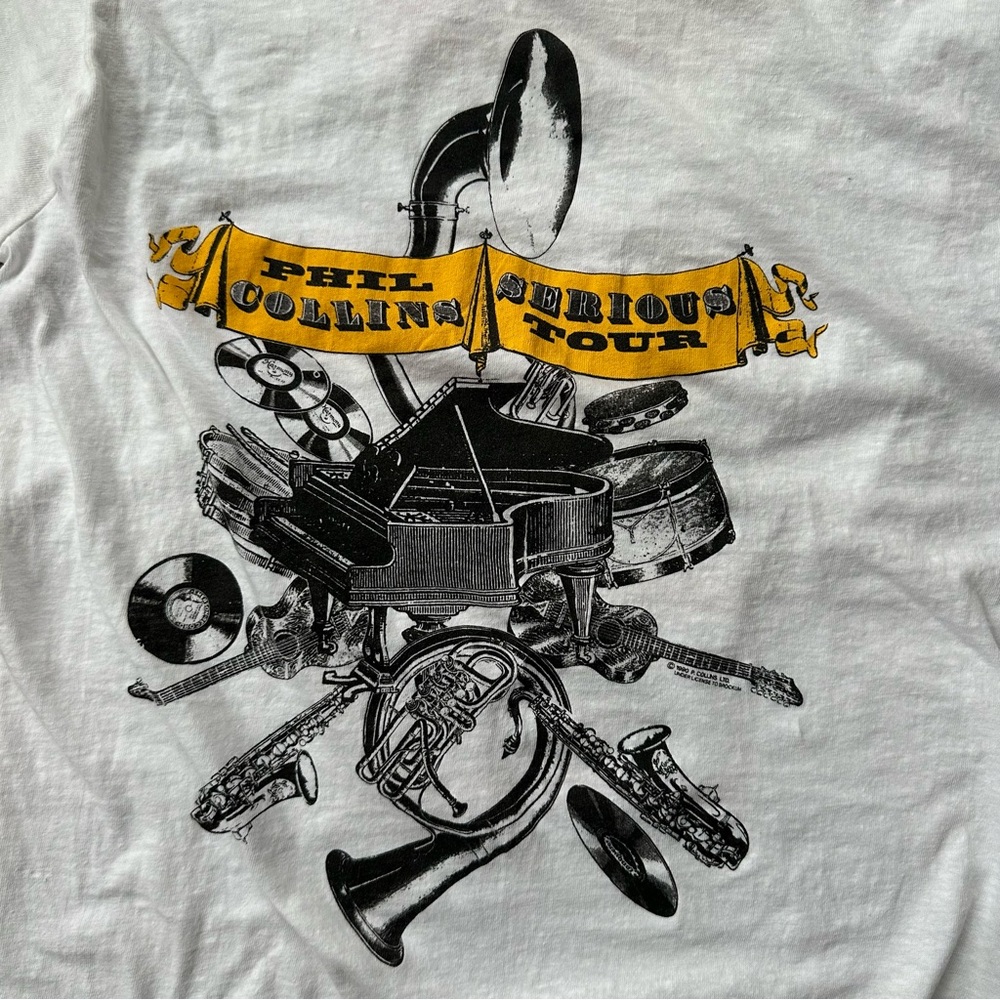 Vintage 1990 Phil Collin’s Serious Tour Fruit of the Loom TShirt Large - Picture 2 of 7
